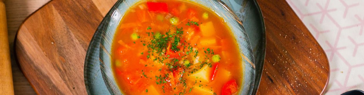 Постный рисовый суп с овощами