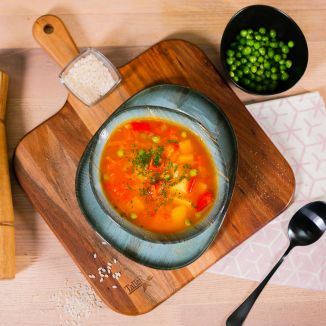 Постный рисовый суп с овощами