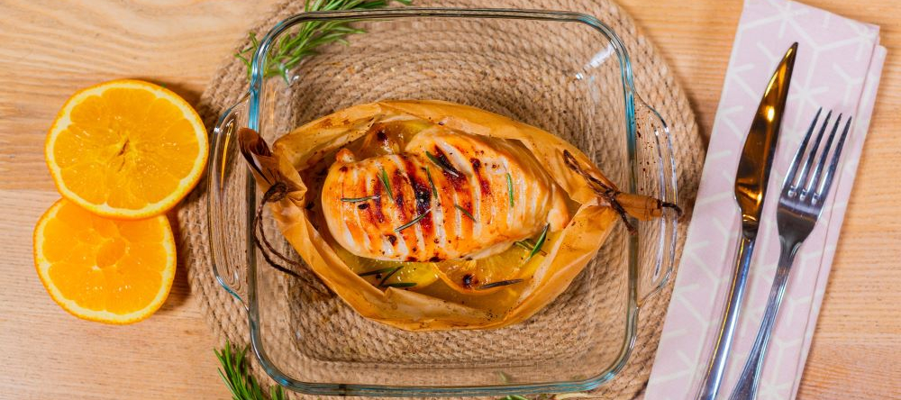 Запечённая курица с апельсином