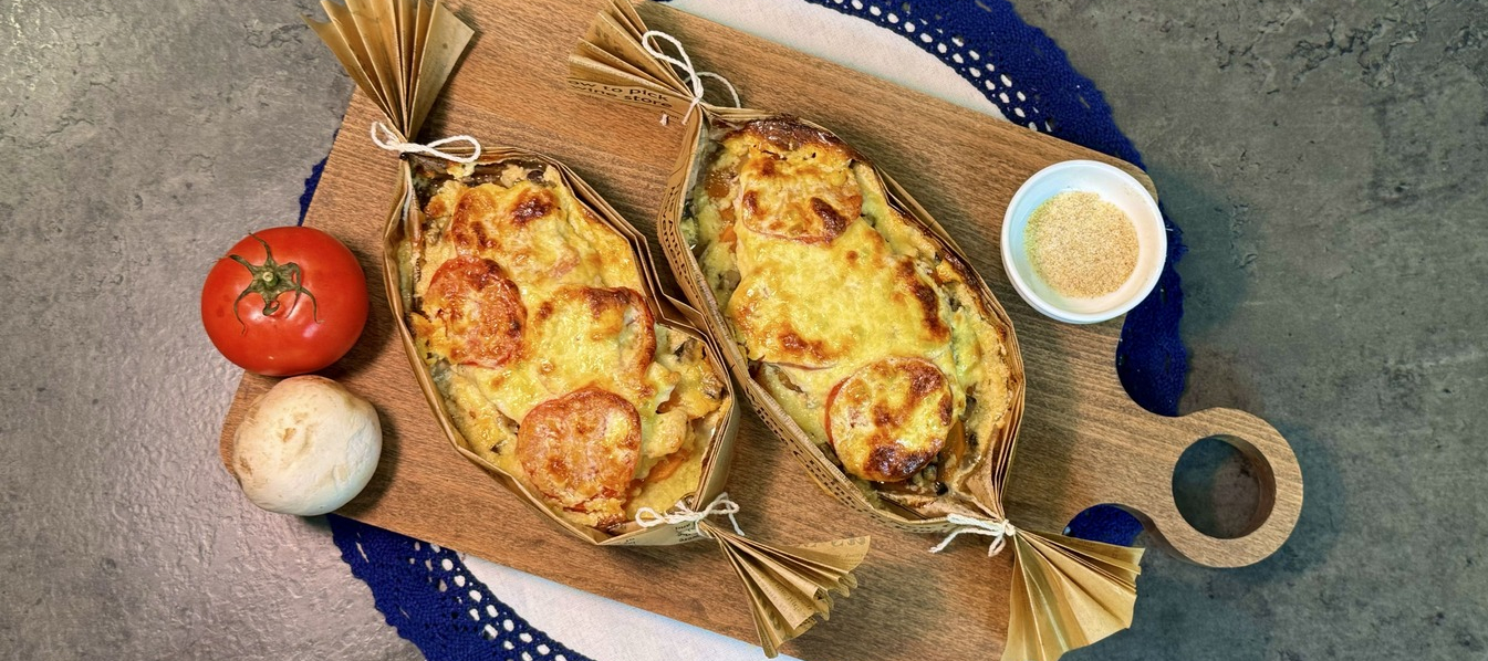 Мясо по-французски в конвертиках с бататом